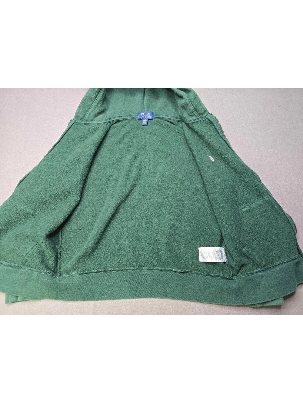 Polo Ralph Lauren Kids Green Zip Hoodie Pink Pony Full Zip Fleece Size M 10-12